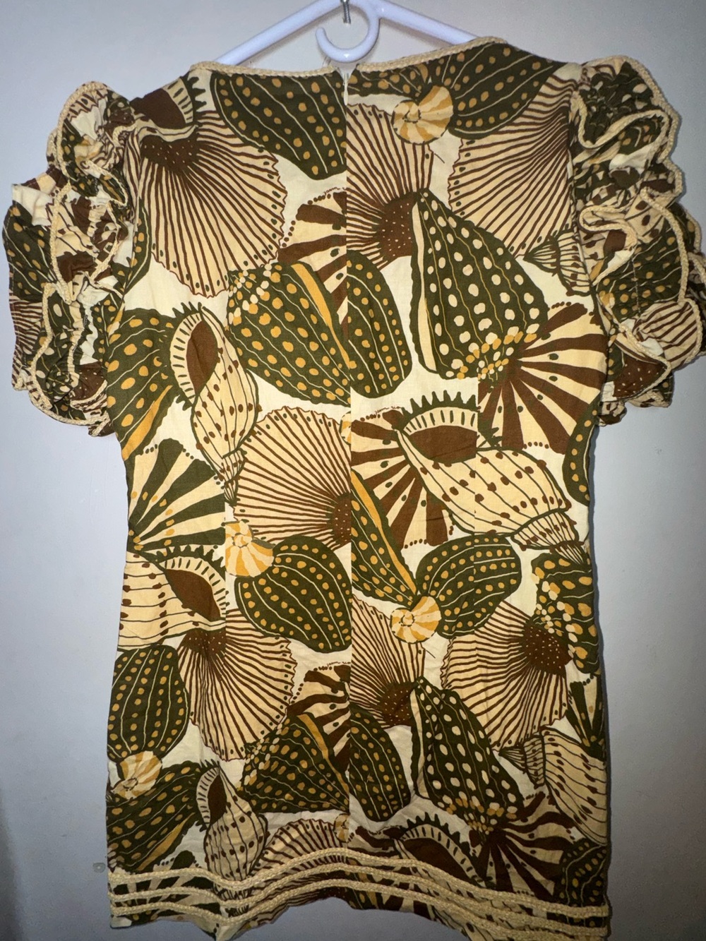 NWT Farm Rio Sand Shell Boho  puff sleeve Mini Dress - Picture 9 of 12